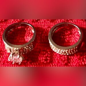 Elegant Silver 925 Bridal Ring Set Size 5.5 with Sparkling Moissanite Stones